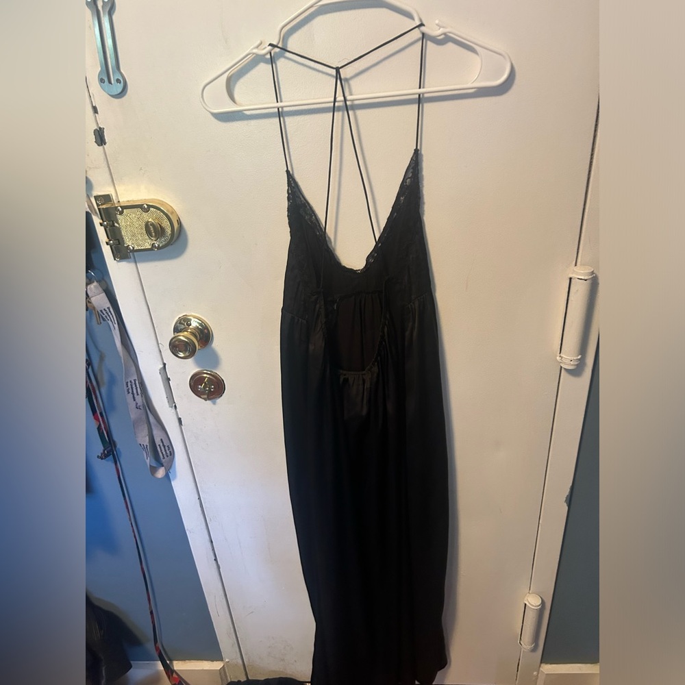 Black Silky* Long Boho Dress